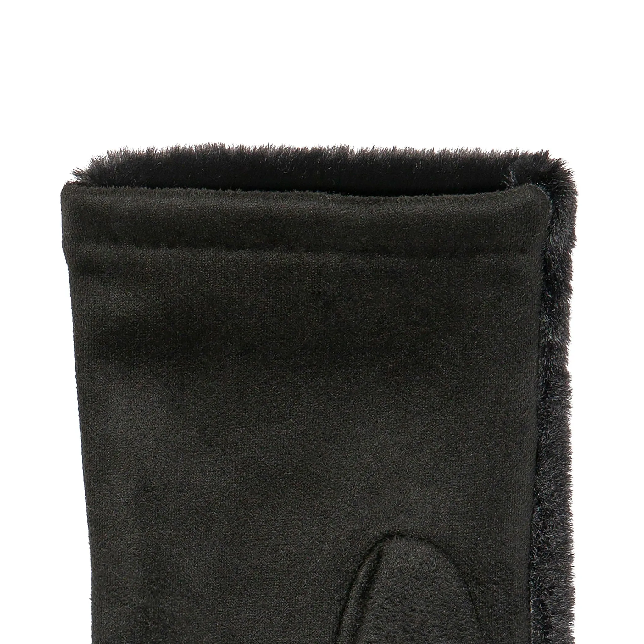 Womens Touchscreen-Compatible Faux Suede and Fur Gloves with Velour Lining